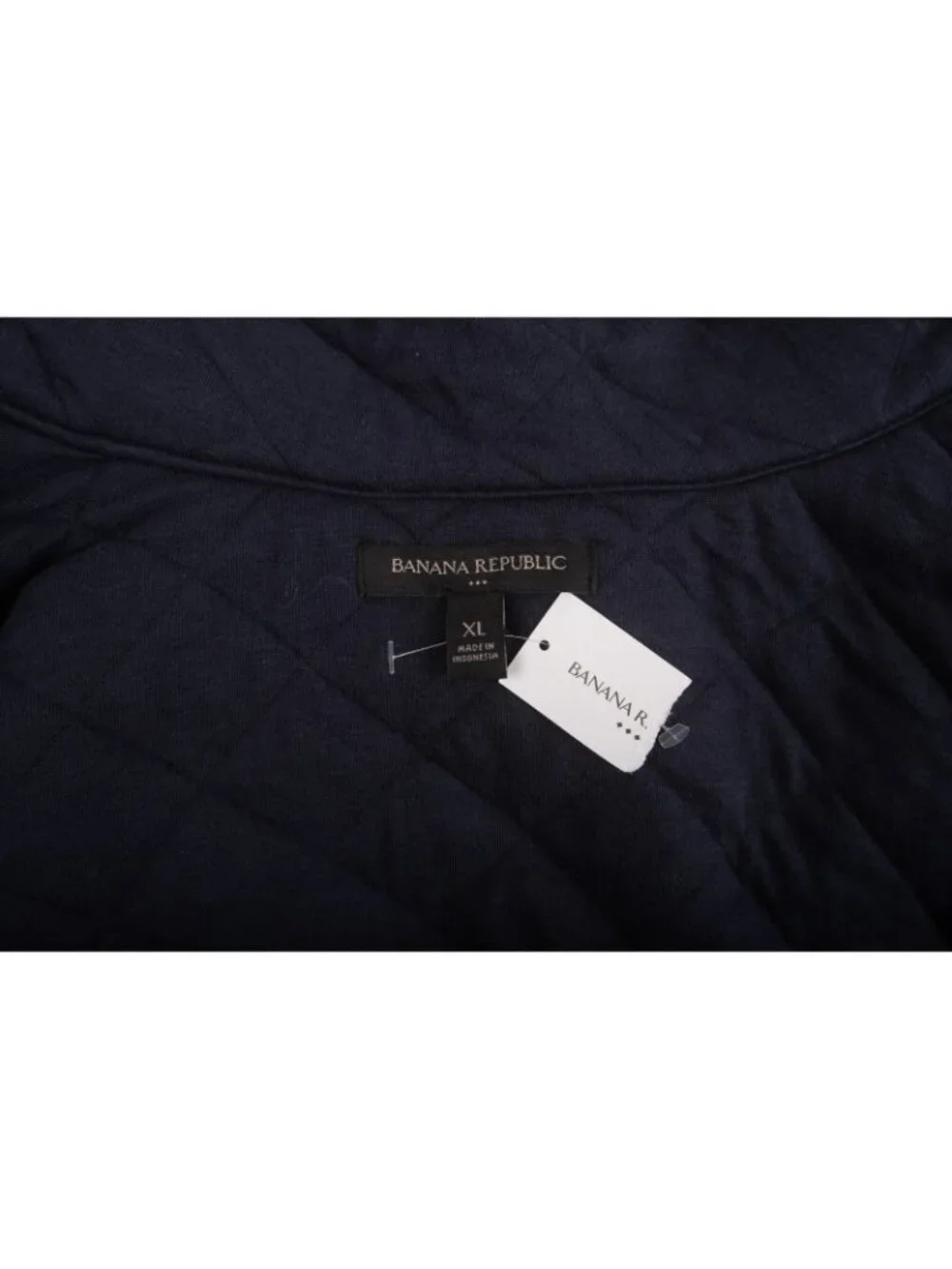 Banana Republic Mens Jacket Quilted Full Zip XL Navy Blue Diamond Stitch NWT